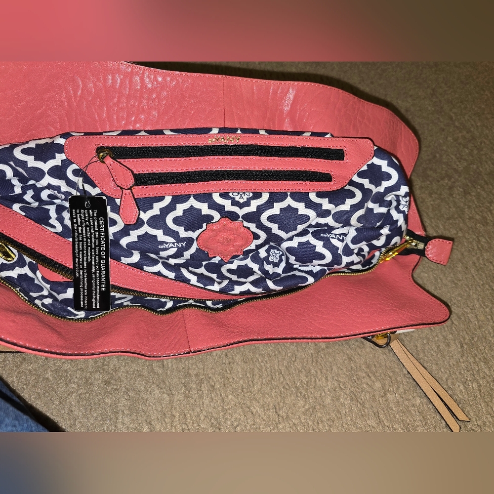 orYANY Lamb Leather Tote—Lauren Mineral Red Pebbled Pre-Owned. Cute Bag! - Picture 7 of 12